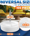 Universal size 100 Pcs Plastic Furniture Feet with Nail-On Glides dimensions and living room setting