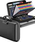Rugged Hard Shell Fireproof File Organizer With Lock 13 Pocket Accordion Folder Portable Safe Storage for Documents and Laptop Black