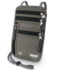 Neck Wallet With RFID Blocking Passport Holder Ultra Slim Travel Pouch For Easy Concealment Army Grey with multiple zippers