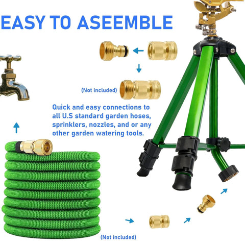 Impact Sprinkler On Tripod For Yard And Garden Heavy Duty 360 Degree Rotating Sprinkler With Zinc Head And Three Quarter Inch Connector