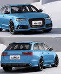 Blue car with Silicone License Plate Frame With Front And Back Cover For US And CA Standard Cars, Rust-Proof, visible in sunny setting.