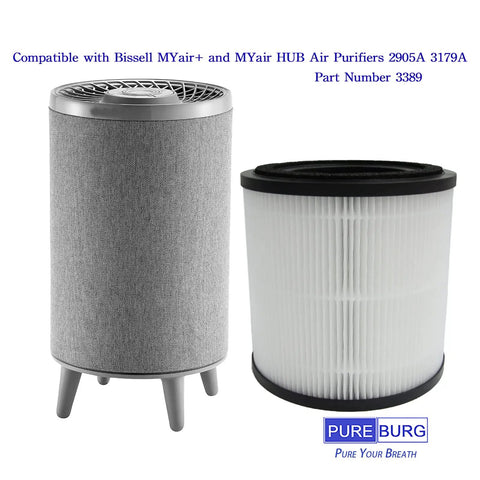 Replacement Filter Pack For Bissell MYair Plus And MYair HUB Purifiers 2905A 3179A 3389 H13 True HEPA With Activated Carbon