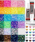 Nine Thousand Pcs Rainbow Rhinestones Bedazzling Kit, 5mm Flatback Resin Gems with glue and sorting case displayed