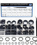 External Retaining Ring Kit Set All In One 1095 Piece Circlip Snap Ring Assortment in Black Alloy Steel with Tweezers