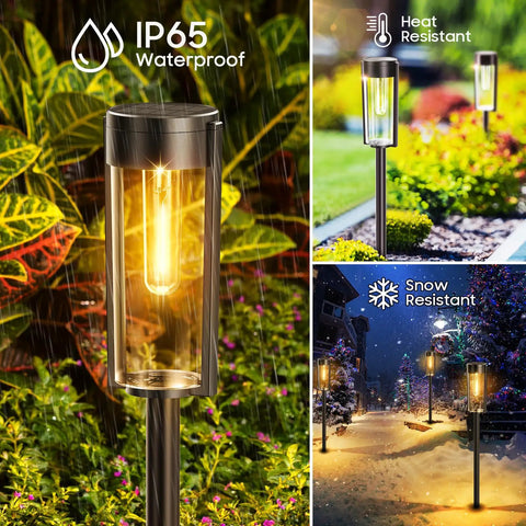 Solar Pathway Lights Outdoor 6 Pack Upgraded Super Bright LED With Auto On Off IP65 Waterproof Landscape Walkway Driveway Patio