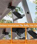 Stability Anchor Ladder Safety Clamp Kit With 2 Ft And 3 Ft Straps Anti Slip Pad Gutter Guard Fall Protection Ladder Stabilizer in use