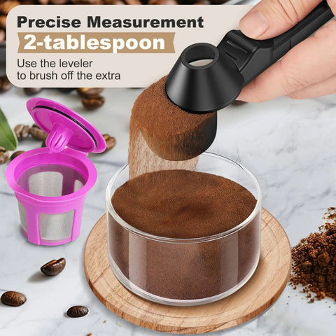 Coffee Scoop With Leveling Funnel For Reusable K Cup Pods And Ground Coffee Measuring Spoon 2 Tablespoon Capacity Pouring Coffee