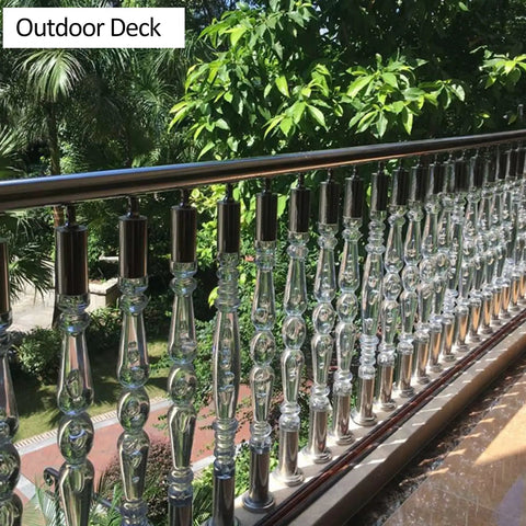 Heavy Duty Clear Acrylic Railing Posts And Balustrade Spindles For Decks Patios And Pools With Ground Mount Screw Kits on outdoor deck.