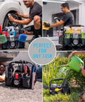 Grab And Go Quick Load Collapsible Car Detailing Caddy Organizer holding cleaning supplies and tools on various tasks