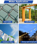 One Eighth Inch Wire Rope Kit applications: wire trellis, cable railing, clothesline wire, string light hanging kit