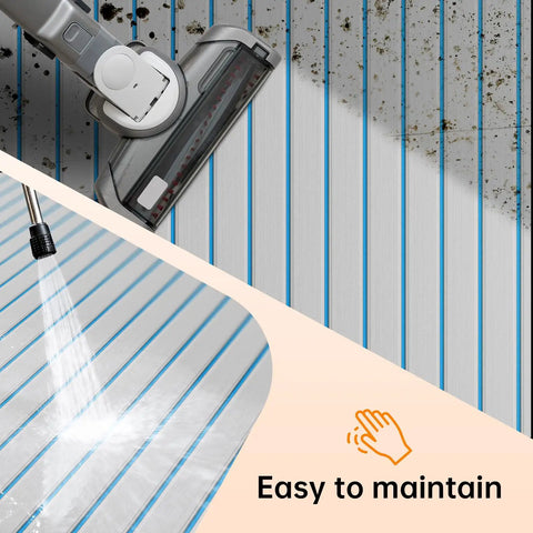 Non Slip EVA Boat Decking With 3M Adhesive Backing being cleaned with vacuum and water spray, easy to maintain.