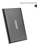 750GB Ultra Slim Portable External Hard Drive HDD USB 3.0 Compatible With PC And Laptop, Aluminum Case, Charcoal Gray