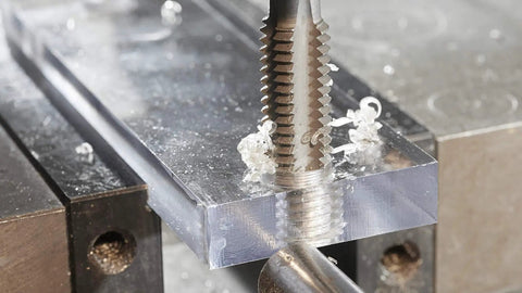 Precision 6-32 Plug Tap And No. 36 Drill Bit Combo Set For Right Hand Threads cutting threads in aluminum material.