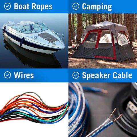 Hot Knife Rope Cutter With Heated Sealing for boat ropes, camping gear, wires, and speaker cables; versatile cutting tool