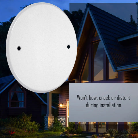 5 Inch Round Blank Plate With 4 Inch Box Mount White Textured Finish For Standard Electrical Boxes in night setting