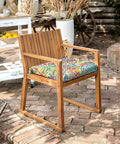 Outdoor Square Chair Cushions With Ties, Water Repellent Patio Seat Pads, 18.5 x 16 x 2 Inches, Set Of 4, Paisley Multi Pattern on chair