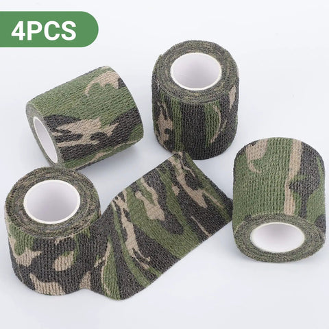 Camouflage Grip Tape 4 Roll Pack Self Adhesive Protective Fabric Tape For Outdoor Gear And Sports Equipment, Waterproof, Desert Grass ACU