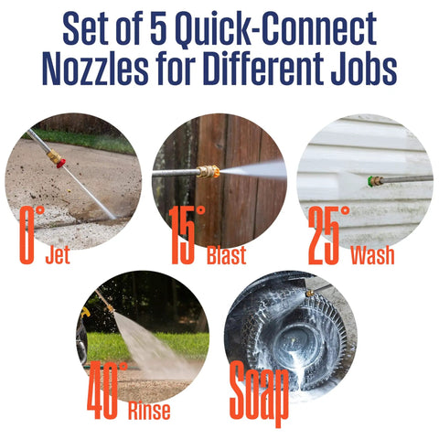 Gas Pressure Washer 3400 PSI 2.6 GPM With 212cc Engine, 15 Inch Surface Cleaner, Onboard Soap Tank, 5 Quick Connect Nozzles