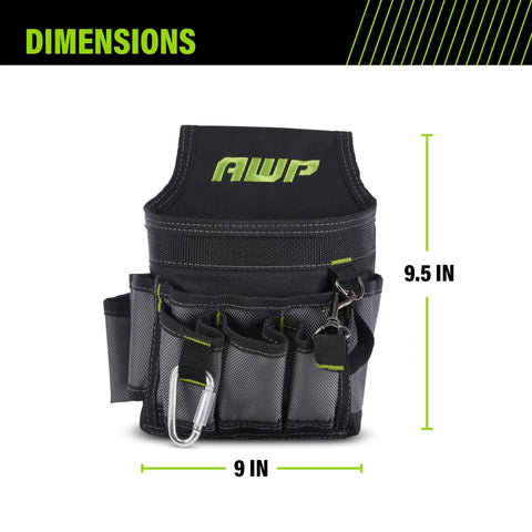 Ballistic Nylon Mini Tool Pouch With 9 Pockets Multi Pocket Organizer For Electricians And Builders Pro Grade Durable Compact Rugged Black Gray Built For On The Job Use