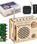 DIY FM Radio Kit For Beginners Build Your Own 88 To 108 MHz Radio Toy with wooden box and electronic components