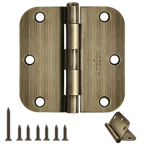 Antique Brass Interior Door Hinges 3 1/2 Inch With 5/8 Inch Radius, 18 Pack Built To Last Heavy Duty Residential Door Hardware