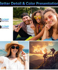 Group of friends enjoying time outdoors; highlighting 50MP rear camera and 32MP front camera for vibrant photos.