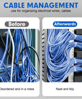 Before and after using Heavy Duty 8 Inch Nylon Cable Ties, 1200 Pack, Self Locking White Plastic Wire Ties for cable management