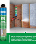 Heavy Duty High Density Expanding Spray Foam Insulation Kit With Slick Waterproof Flex Seal Technology For Knockout Sound Deadening And Rock Solid Wall Repair For Home Improvement And Weatherproofing Needs 850Ml Three Piece Set in use to insulate walls.