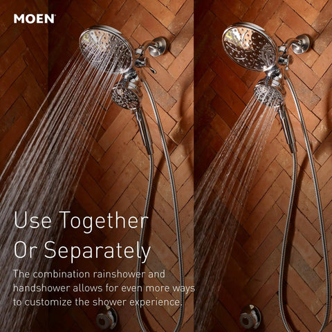 Chrome 2 In 1 Shower Head Combo With Magnetic Docking System And Detachable Handheld Spray Dual Function Rain Shower and Handheld Showerhead