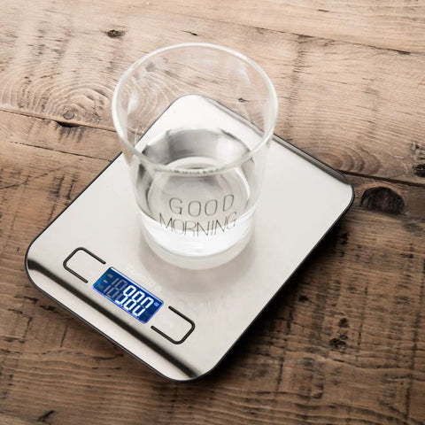 Digital Kitchen Scale With 11 Lb Capacity, Grams And Ounces, Stainless Steel Platform, Backlit Display with glass on top