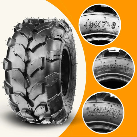 19x7-8 Tubeless Tire For Coleman Powersports CT200U BT200X CT200U-EX CT200U-EXR Mini Bike ATV UTV Snowblower Heavy Duty