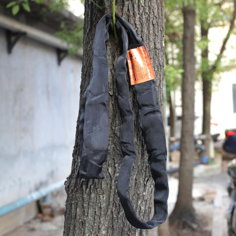 Two Pack Black Endless Round Slings Heavy Duty Polyester Lifting Slings With 5300 Lbs Vertical Capacity shown on tree