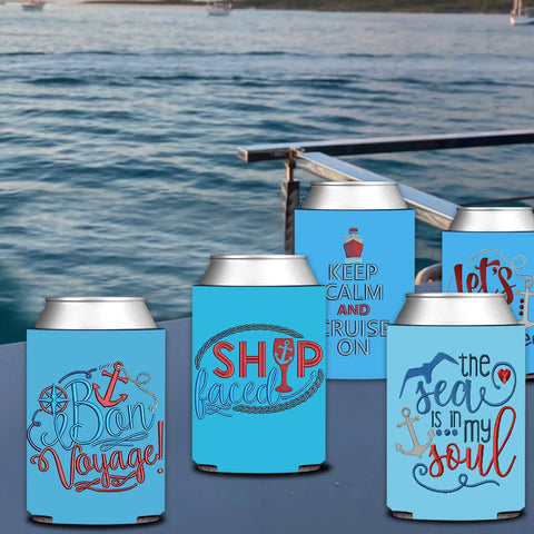 Ocean Blue Nautical Beer Can Sleeves 12 Pack For Sailing Parties And Bachelorette Celebrations Ship Nauti Style Drink Coolers