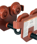 Beefy Steel Push Eye Manual Trolley With 2000 Lb Capacity, Four Sealed-Bearing Rollers For Smooth Glide On S-Type I-Beam Hoists