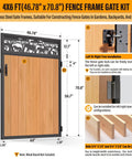 Heavy Duty Fence Gate Frame Kit With Anti Sag Design And All Weather 201 Stainless Steel Build For Backyards Left Or Right Setup dimensions 46.78 x 70.8 inches