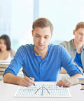Student using Dry Erase XY Axis Graph Lap Boards Set 9x12 Inches Double Sided Whiteboards for math practice in classroom