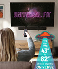 Heavy Duty Full Motion TV Wall Mount Bracket For Flat Screens Up To 82 Inches visible with remote control and TV display.