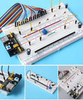 Ultimate Solderless Breadboard Kit Set With 2 400 Point Boards And 2 830 Point Boards For Fast Prototyping with colorful wiring setup
