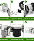 Installation steps for 80 CFM Wall Mounted Exhaust Fan With White Grille For Bathroom Kitchen Garage And Attic Ventilation