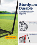 Heavy Duty Pro Grade Golf Practice Net 10 X 7Ft with alloy steel base, nylon netting, and fiberglass rods for durability