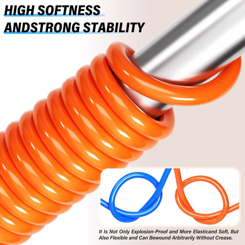 Coiled Orange 6mm OD 4mm ID Polyurethane PU Air Hose Tube Kit highlighting high softness and stability for pneumatic tools.