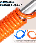 Coiled Orange 3/8 Inch OD PU Polyurethane Air Tubing Kit 10 Meter 32.8ft, highlighting flexibility and strength for pneumatic use.