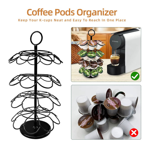 36 Pod K Cup Carousel Coffee Holder Rotating Metal Pod Organizer In Black Detachable 360 Degree Stand For Home And Office Counters