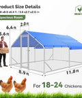 Heavy Duty Metal Chicken Coop Run With Galvanized Hardware Cloth For 20 Birds In The Yard Walk In Poultry Cage With Waterproof