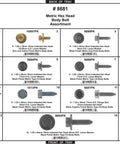 Grey Hex Head Body Bolt Set With 345-Piece Metric Assortment In 14 Sizes, Flange And Loose-Washer Style chart image