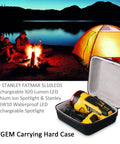 Protective Carry Case for Stanley FatMax SL10LEDS 2200 Lumen Lithium Ion Ultra Bright LED Spotlight Flashlight, open with contents