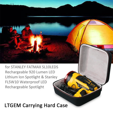 Protective Carry Case for Stanley FatMax SL10LEDS 2200 Lumen Lithium Ion Ultra Bright LED Spotlight Flashlight, open with contents