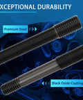 Two threaded rods from 5Pcs Harmonic Balancer Installer Tool Set with premium steel and black oxide coating for durability.