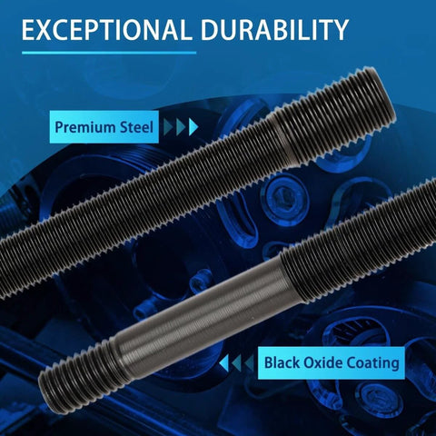 Two threaded rods from 5Pcs Harmonic Balancer Installer Tool Set with premium steel and black oxide coating for durability.