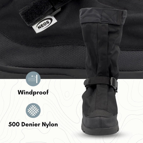 Close-up of Straight Up Waterproof All Season Overshoes For Gnarly Conditions made from 500 Denier Nylon with windproof feature.